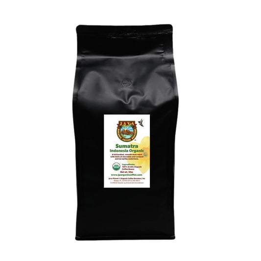 Low Acid Organic Coffee – Whole Bean, Mold-Free & Stomach Friendly by Java Planet, Sumatran Single Origin Coffee, Dark Roast, Smooth Full Flavored, 5LB Bag