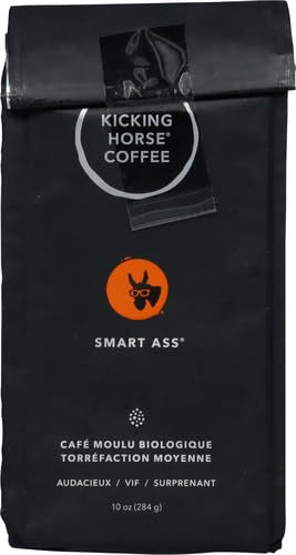 Kicking Horse Coffee, Smart Ass, Medium Roast, Ground,Certified Organic, Fairtrade, Kosher Coffee, 10 Ounce (Pack of 1)