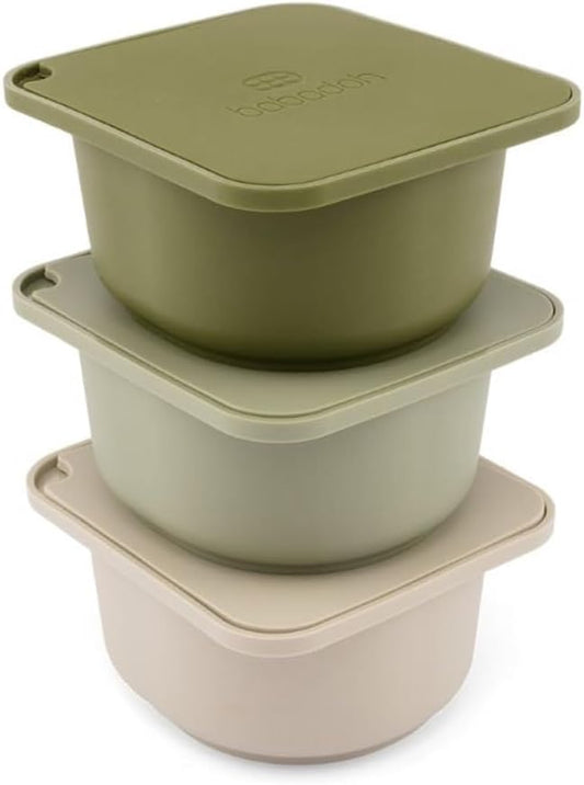 Babadoh Pizza Making Accessories | Pizza Dough Proofing Containers with Lids | Set of 3 | Multi Green (1 Dough, 1 Olive, 1 Sage) | Original Size (make 12" Pizzas)