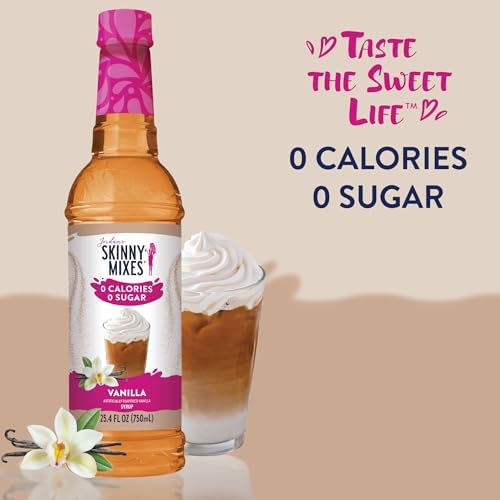 Jordan's Skinny Syrups Sugar Free Coffee Syrup, Vanilla Flavor Drink Mix, Zero Calorie Flavoring for Chai Latte, Protein Shake, Food and More, Gluten Free, Keto Friendly, 25.4 Fl Oz, 2 Pack