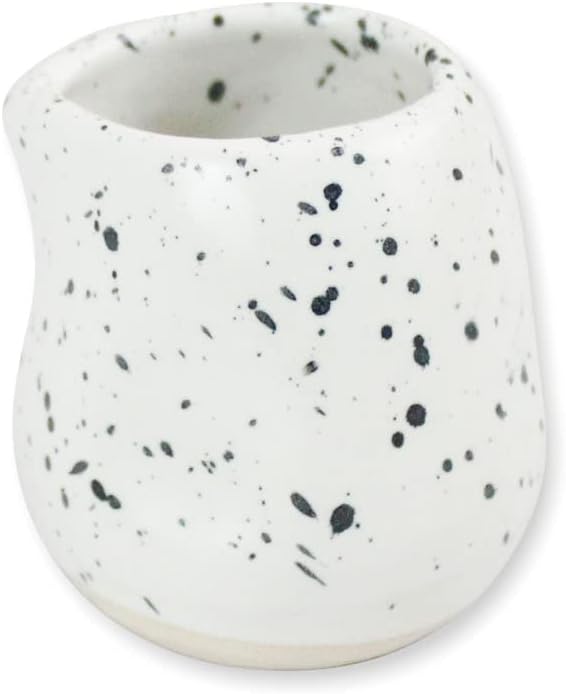 roro Handmade Ceramic Mini Creamer Cups – Set of 4, Dimpled White Matte Speckled Stoneware, 3-Inch Small Pitchers for Coffee, Espresso, Milk, or Sauce