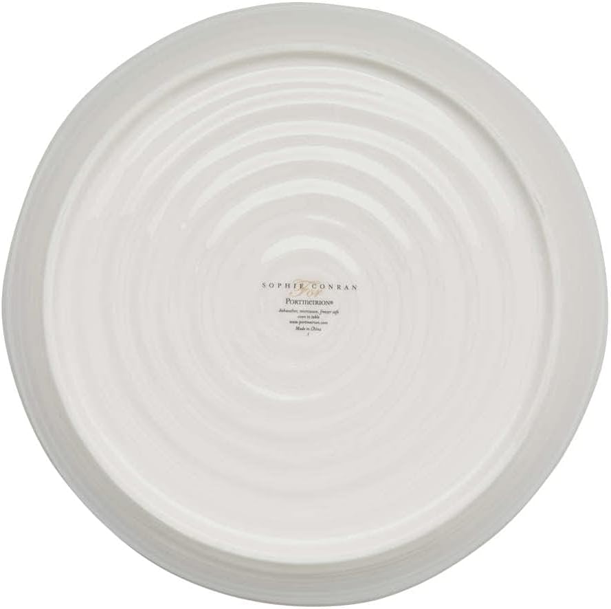 Portmeirion Sophie Conran 11" Round Roasting Dish, Porcelain Casserole Baking Dish, Dishwasher, Microwave, Freezer, Oven Safe, Versatile Cookware for Roasting, Baking, and Serving (White)