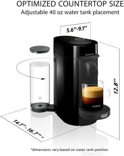 Nespresso Vertuo Plus Coffee and Espresso Maker By De'Longhi, Ink Black