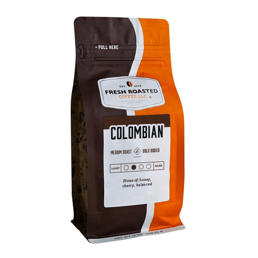 Fresh Roasted Coffee,100% Colombian, 12 oz, Medium Roast, Kosher, Whole Bean