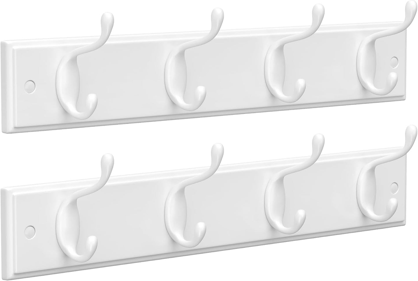 SONGMICS Set of 2 Wall-Mounted Coat Rack, Hook Rack, 8 Dual Metal Hooks, for Coats, Bags, Keys, in The Entryway, Bedroom, Living Room, White ULHR232W01