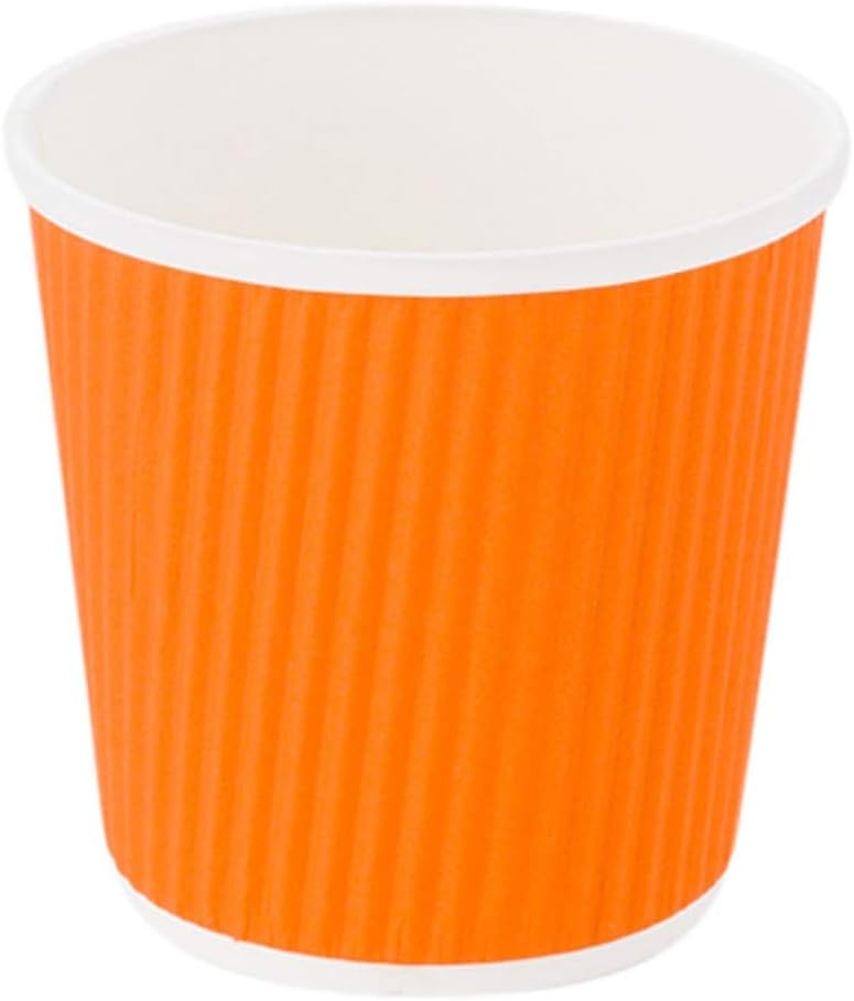 Restaurantware 4 Ounce Paper Cups, Pack of 25 Ripple Wall Disposable Cups â€“ Leakproof, Recyclable, Tangerine Insulated Hot Beverage Holders, with Matching Lids Available for Purchase Separately