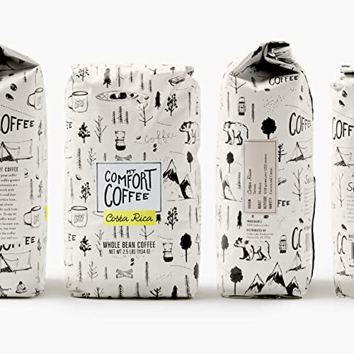 Mt. Comfort Coffee Costa Rica Medium Roast, 2.5lb - Sourced From Local, Costa Rican Coffee Farms - Roasted Whole Bean