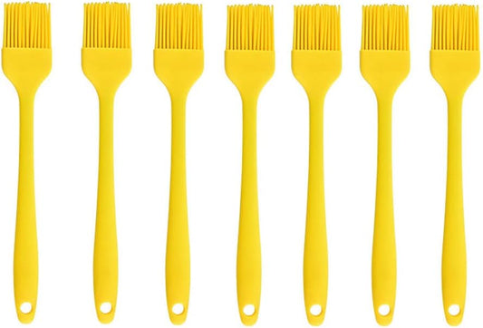 Silicone brush， BBQ/Pastry Basting Brushes,Silicone Cooking Grill Barbecue Baking Pastry Oil/Honey/Sauce Brush (7 PCS,yellow)