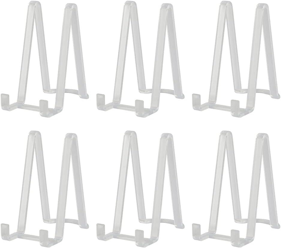 Plate Stands for Display - Plastic Easel Stand Plate Holder Display Stand Picture Frame Stand for Pictures | Photo|Decorative Plate |Dish | Tabletop Art - 6 inch-Clear