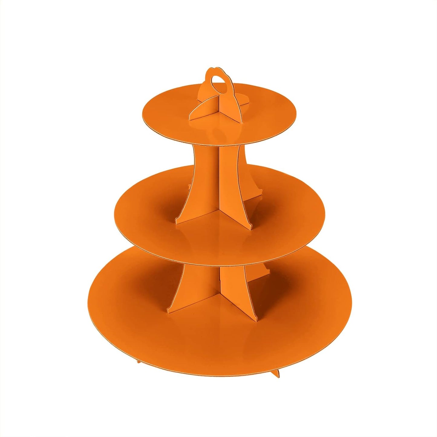 3-Tier Cupcake Stand, Cake Stand holder, Tiered DIY Cupcake Stand Tower for Dessert Table Displays, Birthday Theme Party Favors Decoration, Floral Tea Party, 12" W x 12.8" H, Orange