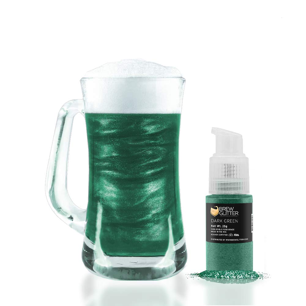 Brew Glitter - Dark Green (25g Spray Pump 1x Jar) | Edible Glitter for Drinks, Cocktails, Beer, Garnish & Beverages