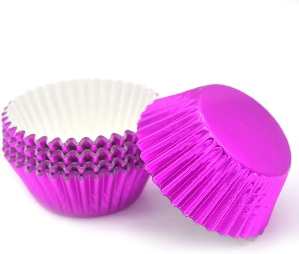 Standard Hot Pink Foil Cupcake Liners Muffin Baking Cups for Party and More, 100-Count