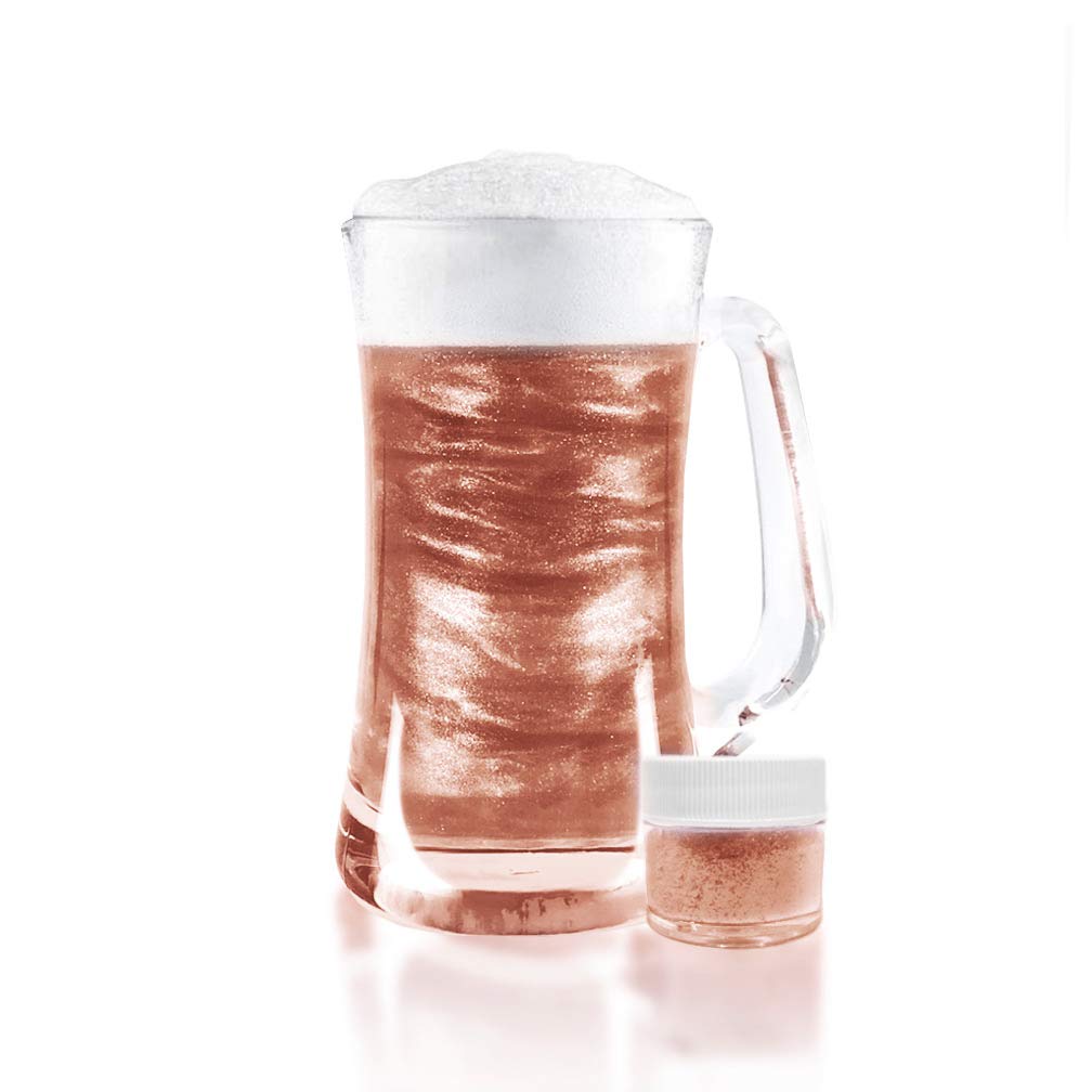 Rose Gold BREW GLITTER Edible Glitter For Drinks, Cocktails, Beer, Garnish Glitter & Beverages | KOSHER & HALAL Certified | 100% Edible & Food Grade | Vegan, Gluten, Nut Free (45g Shaker, Rose Gold)