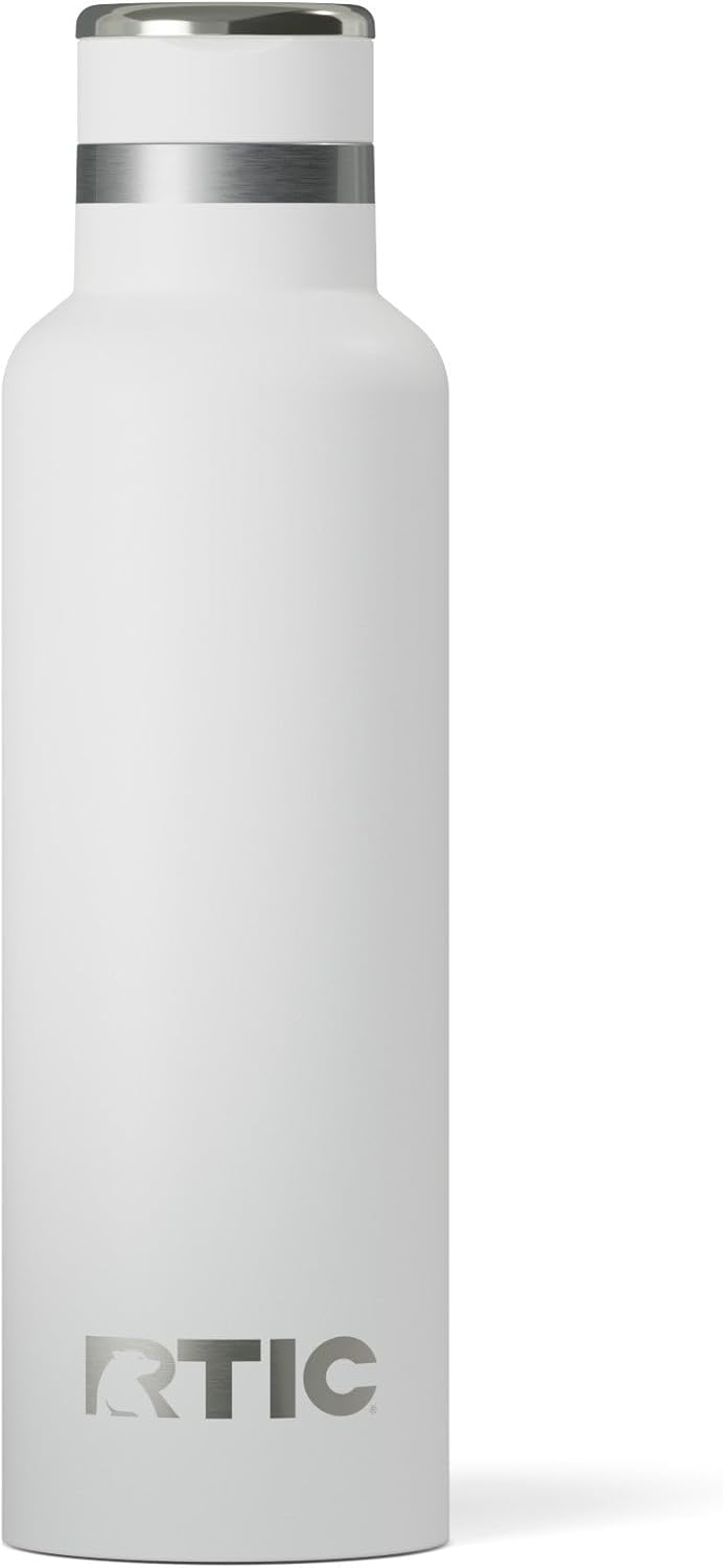 RTIC 20oz Journey Bottle Metal Stainless Steel Vacuum Insulated, BPA Free, Reusable, for Water, Hot and Cold Drinks, Travel, Sports, Camping, White