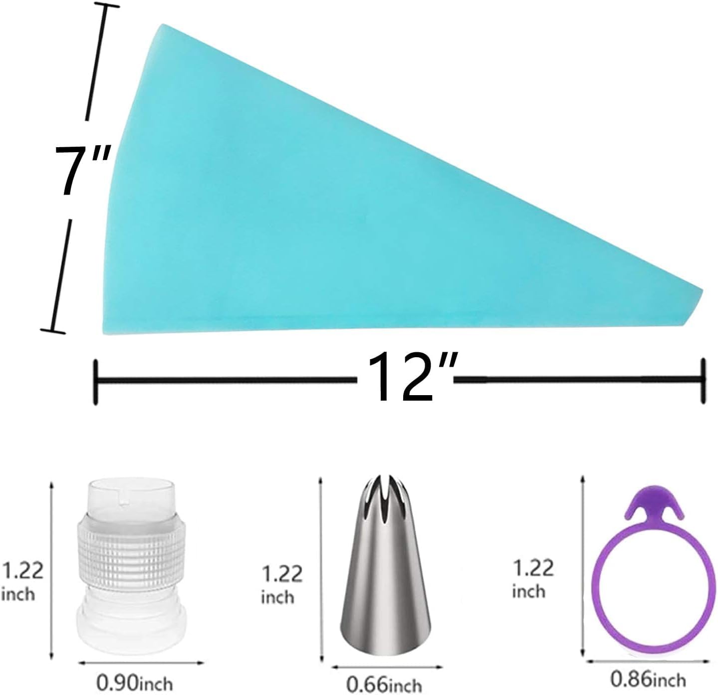 Piping Bags and Tips Set, 16" Reusable Piping Bags, Frosting Piping Kit for Baking with Pastry Bags and Tips, Standard Converters, Silicone Rings, Cake