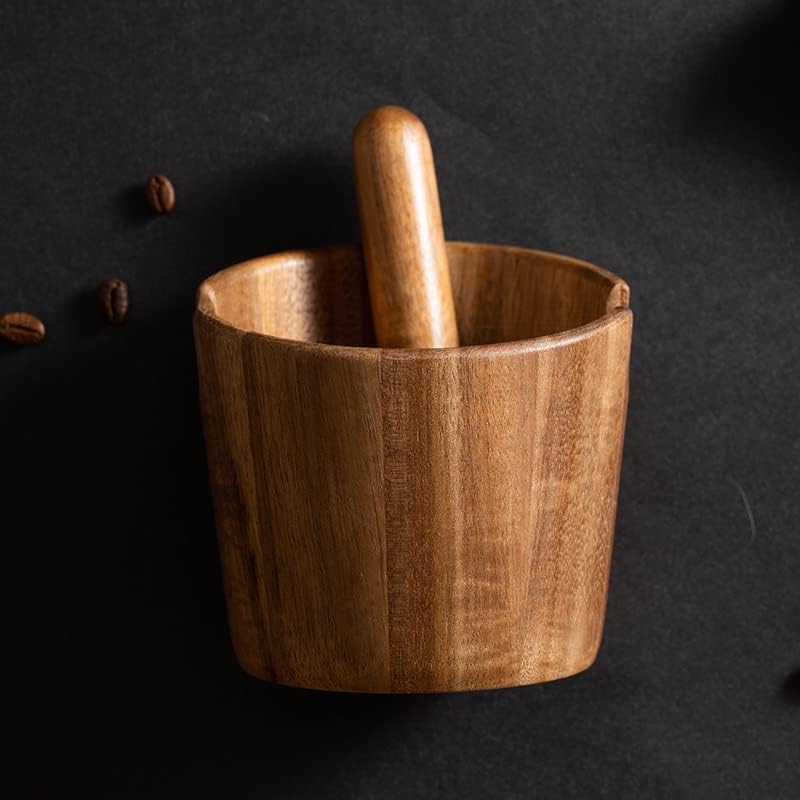 5 inch Coffee Knock Box espresso knock box,Wood Bin for Espresso Machine Coffee Grounds Acacia wood Knock Box Suitable for coffee bar decoration-coffee bar accessories