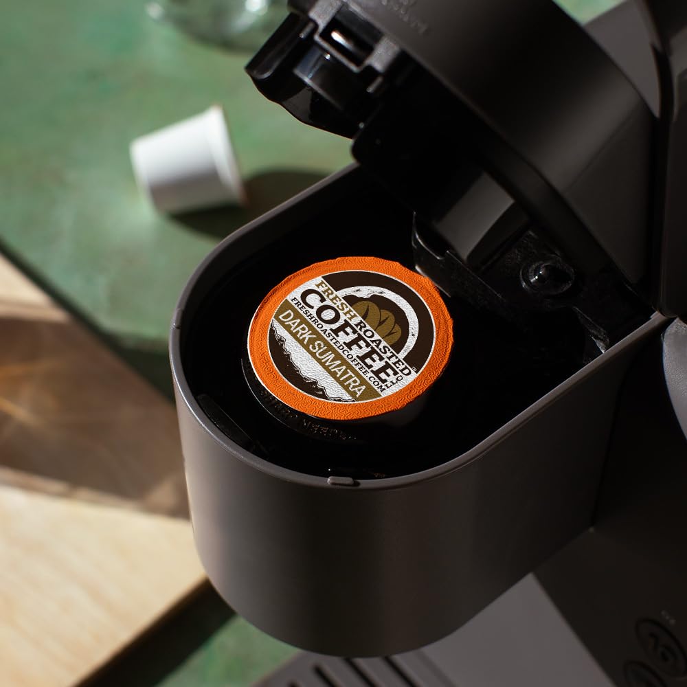 Fresh Roasted Coffee, Dark Sumatra Mandheling |100% Single Origin | Dark Roast, 24 Pods for K Cup Brewers