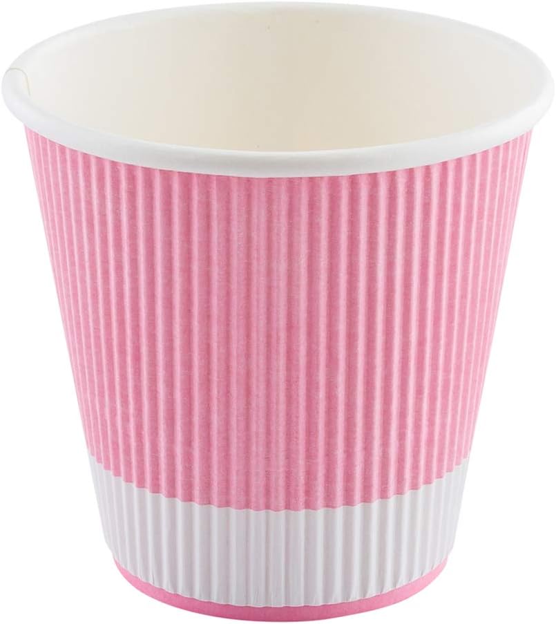 Restaurantware 8 Ounce Double Wall Disposable Coffee Cups, 500 Insulated Light Pink Paper Tumblers, with Ripple Wall Design, Lids Sold Separately for Hot Drinks like Tea, Coffee and More