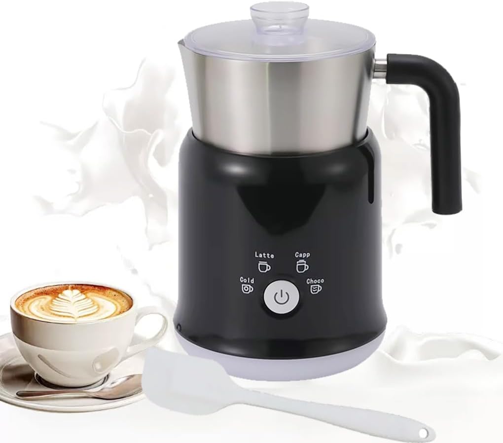 Electric Milk Frother Has Hot and Cold Functions 700-ml Split Stainless Steel Automatic Milk Frother and Steamer with Transparent Lid, Anti-Dry,Dishwasher-Safe
