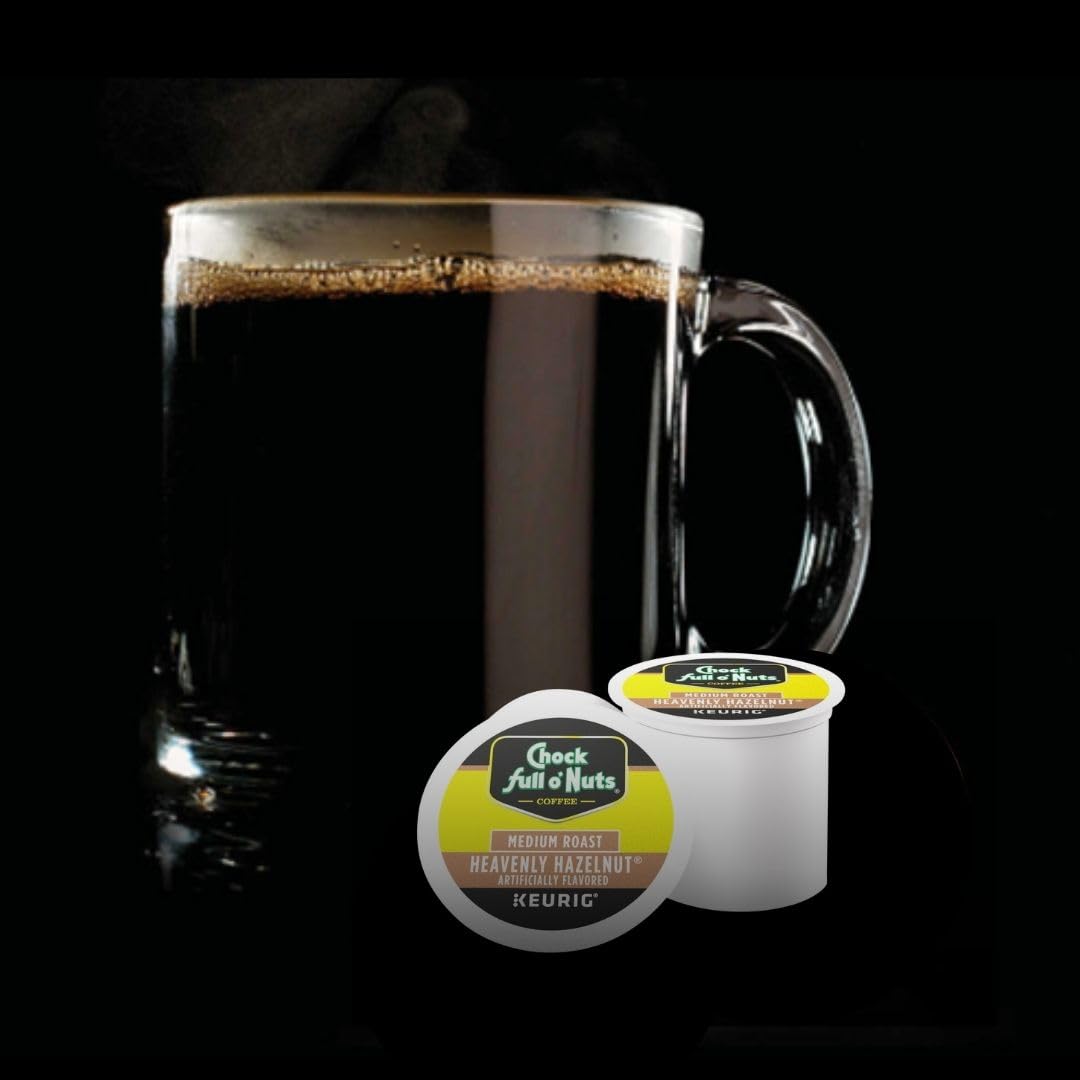 Chock Full o'Nuts Heavenly Hazelnut Coffee, Compatible with Keurig K-Cup Pods, 12 CT (Pack of 6)