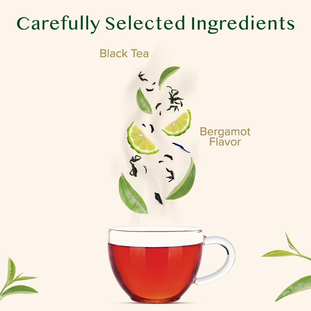 VAHDAM, Earl Grey Black Tea Bags (100 Count) Medium Caffeine, Non GMO, Gluten Free | Citrus Bergamot & Smooth | Resealable Ziplock Pouch | Plant Based Tea Bags