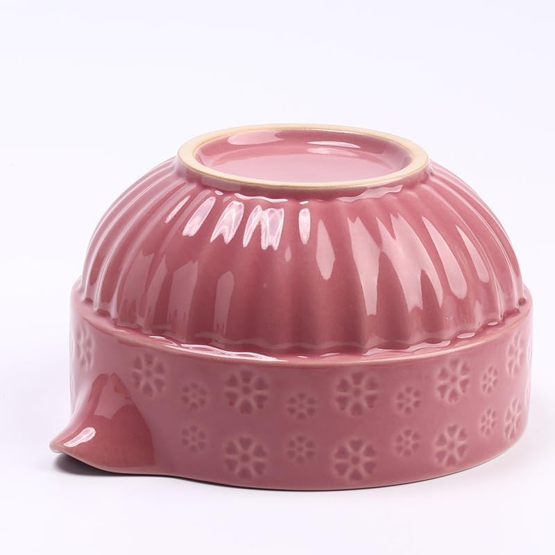 Matcha Whisk Set Pink, Ceramic Matcha Set Includes Matcha Bowl, Bamboo Whisk, Whisk Holder, Scoop, Rest, Sifter and Tea Towel – Complete 7 PCS Matcha Kit for Matcha Lovers Gift