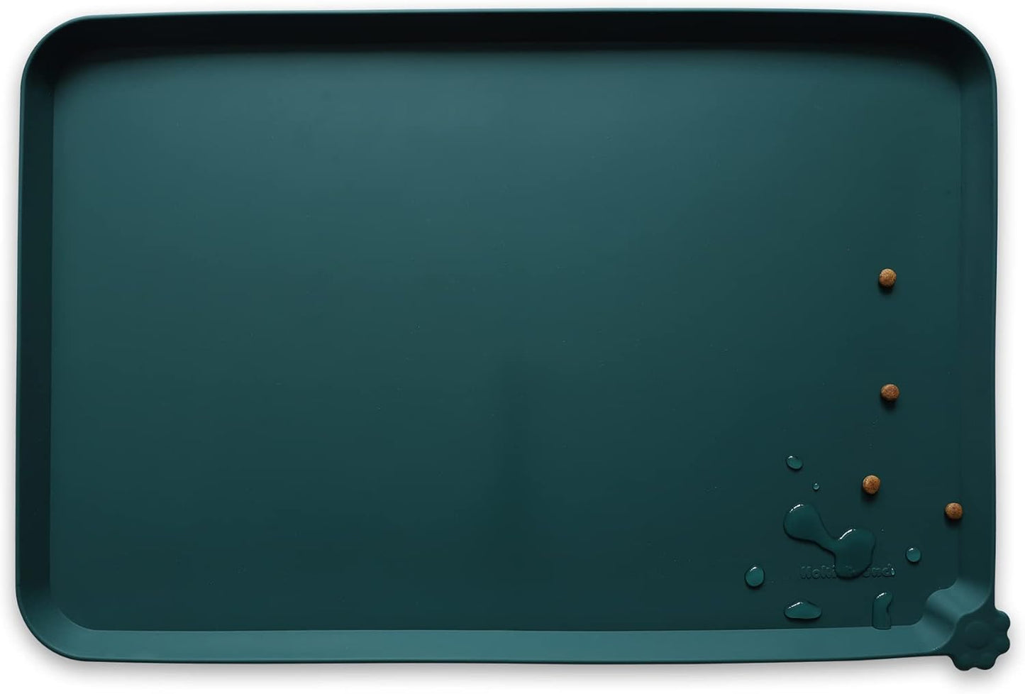 Hoki Found Large Silicone Pet Food Mats - Non Slip Dog Cat Bowl Placemats - Waterproof Dog Cat Food Mats - Dark Cedar