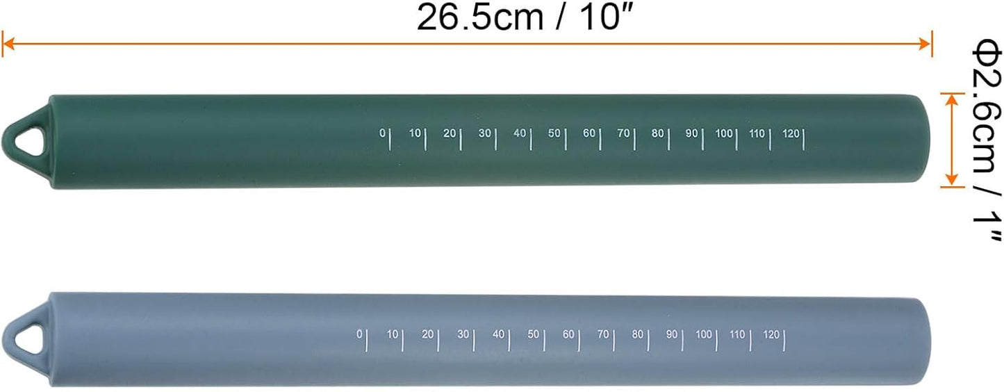 HARFINGTON 2pcs Silicone Rolling Pin 10" Stainless Silicone Surface Non-Stick Stainless Steel Inner Core Dough Roller Kitchen Roller for Baking Pastry Pizza Fondant Bread, Blue,Dark Green