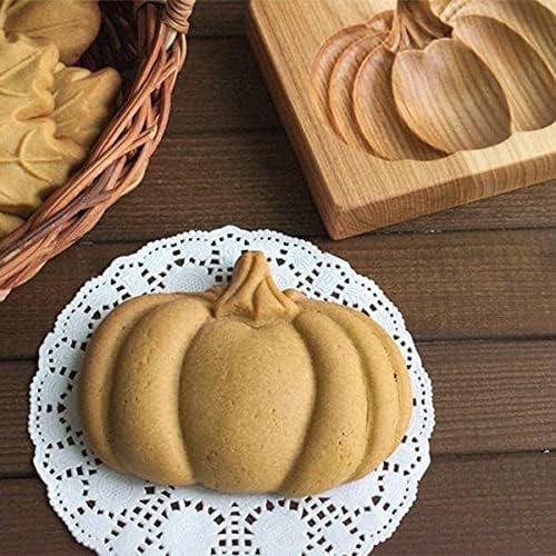 Wooden Cookie Biscuit Mold, 3D Baking Mold, Embossing Craft Decorating Baking Tool, Suitable for Halloween Thanksgiving Christmas Kitchen DIY (Pumpkin 10 * 8 * 2)