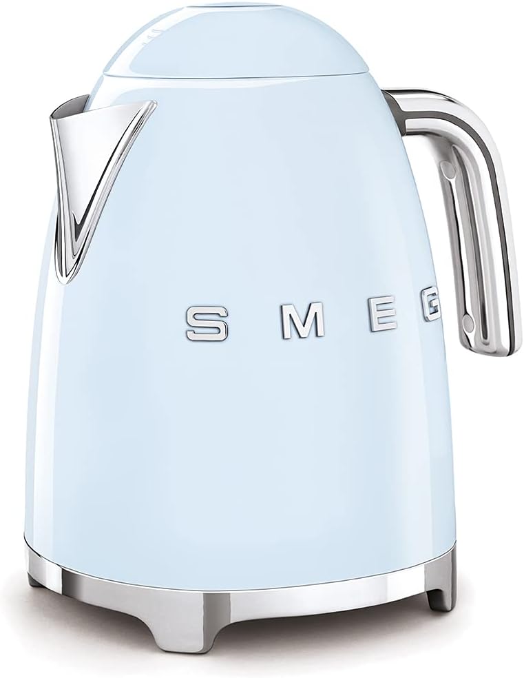 SMEG 50's Retro Style Electric Water Kettle with Automatic Shutoff, Removable Base, and Water Indicator, KLF03PBUS, Pastel Blue
