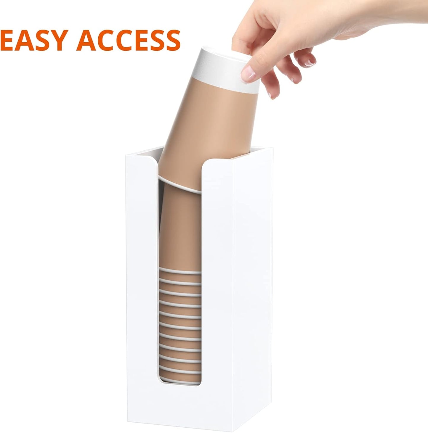 Richboom Acrylic Coffee Cup and Lid Storage Organizer Holder, 1 Compartment, White