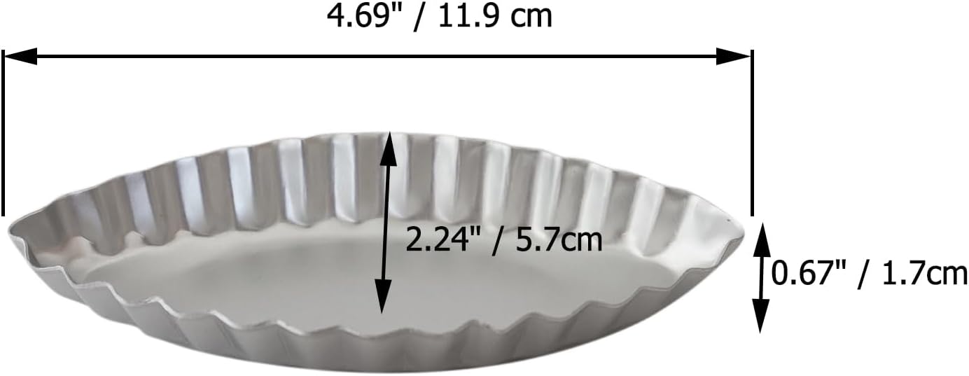 10PCS Egg Tart Pan Boat Shape, Aluminum Small Fluted Oval Tart Mold, Boat Molder for Baking Wavy Tartlet, Fruit Tats, Quiches - Silver