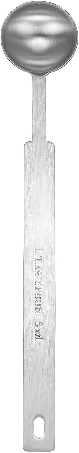 HARFINGTON Single Measuring Spoon 1tsp (1/3tbsp, 5ml) Teaspoon/Tablespoon 430 Stainless Steel Single Tiny Square Bowl Measuring Spoon Long Handle Measure Scoop
