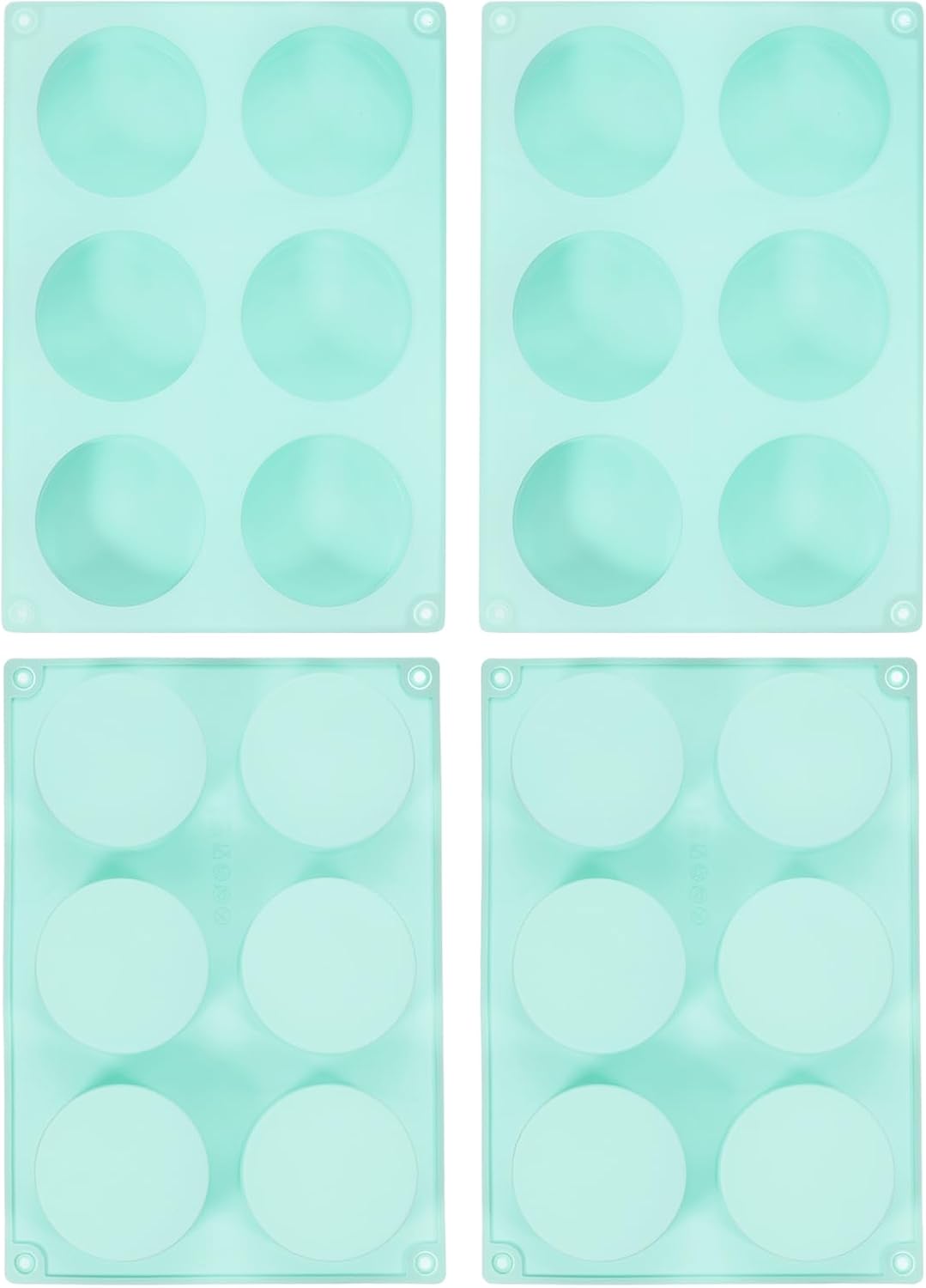 uxcell 4pcs Silicone Muffins Pan, 6 Cup Silicone Cupcake Pan Nonstick Baking Tray for Muffins, Cupcakes, Dishwasher Safe, Green