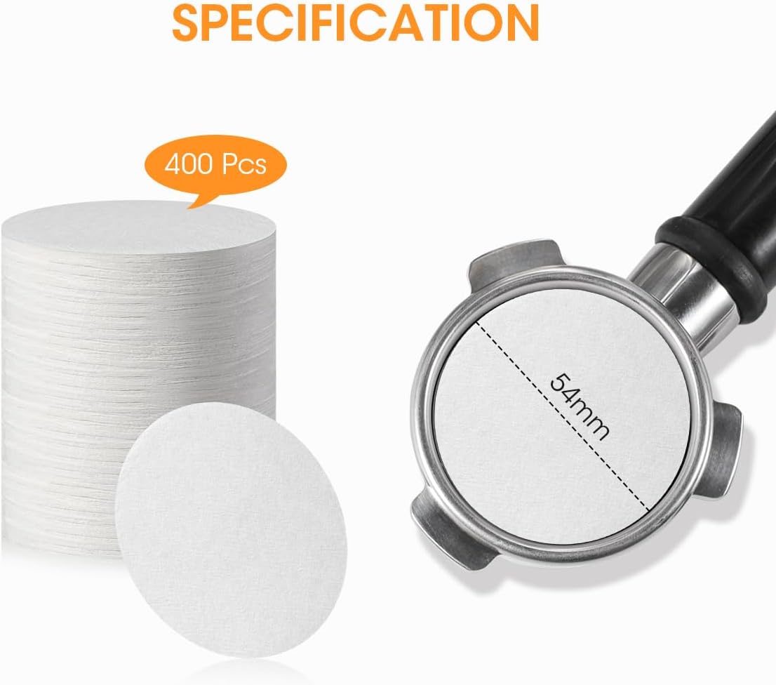 Aieve Espresso Paper Filter Compatible with Breville Barista Coffee Maker, 54 mm Portafilter Paper Filter Puck Screen Espresso Accessories (400 Pcs)