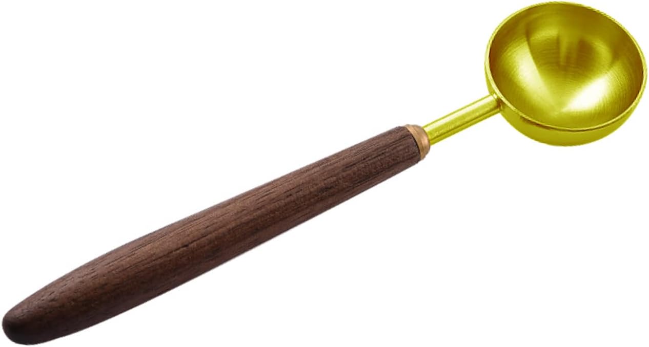 Coffee Spoon - Vintage Walnut Wood Handle, Stainless Steel Coffee Scoop ，Stainless Steel Tea Scoopand Seasoning Spoons (1, Gold, 5g Capacity)