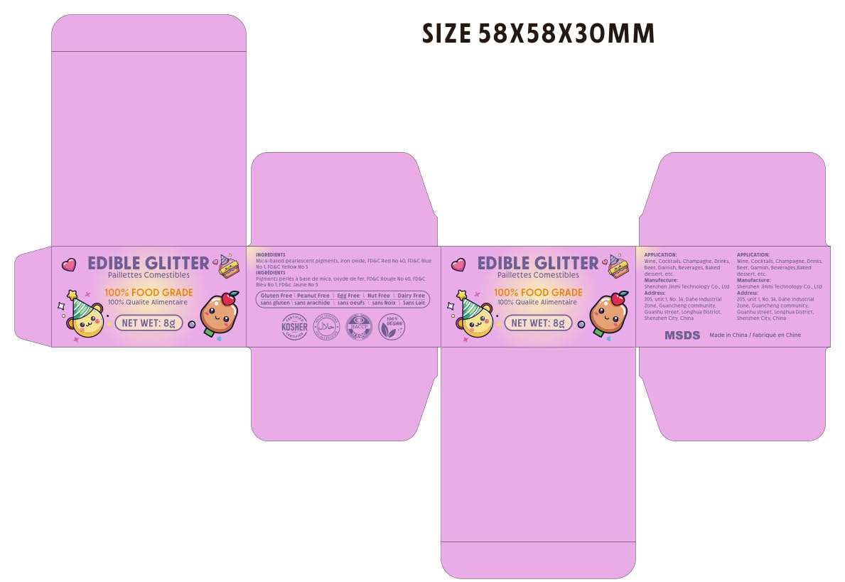 Nomeca Edible Glitter for Drinks Cakes, 8 grams Food Grade Luster Dust Sprinkles Glitter for Cake Decorations, DIY Cocktails, Beverages & Cake Decorating, Dessert Cake Topper (4-Light Pink)