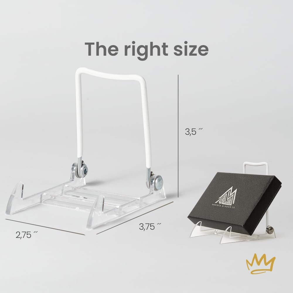 KINGDOM SOLUTIONS MADE IN USA 2-Pack Adjustable Acrylic Easels - Plate Stand - Sturdy Book Stand for Art, Pictures, Plates, Frames - Unique on the Market