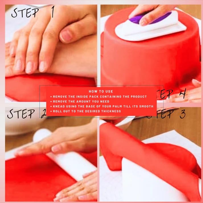 Confect Red Fondant | Vibrant Edible Cake Fondant for Christmas & Special Occasions | Easy to Roll, Smooth Texture | Ideal for Cake Decorating & Cupcakes | Vegan & Gluten-Free – 8.8 Oz