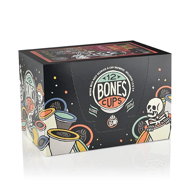 Bones Coffee Company Flavored Coffee Bones Cups From Dusk Till Donuts Flavored Pods | 12ct Single-Serve Coffee Pods Compatible with Keurig 1.0 & 2.0 Keurig Coffee Maker