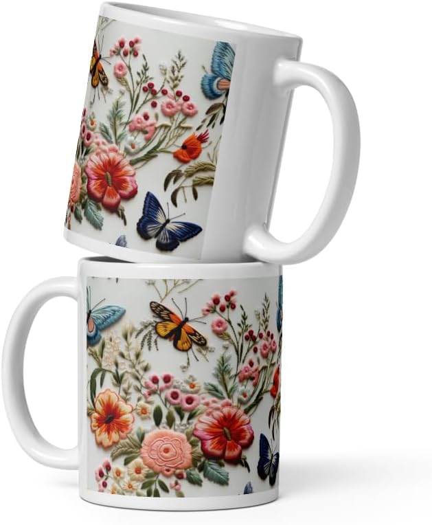 11 OZ Novelty Coffee Mugs - Christmas Gift (Butterfly Flower)
