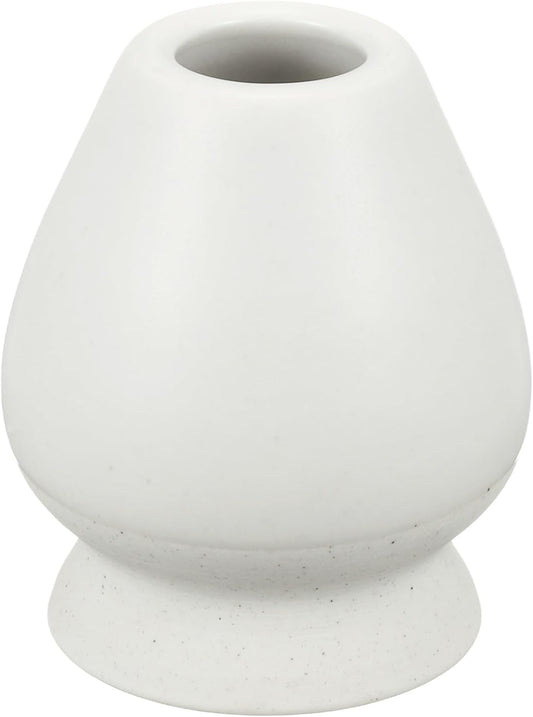 HARFINGTON Ceramic Chasen Stand 70mm Matcha Whisk Holder Teas Set Whisks Stand Traditional Matcha Tea Chasen Holder Tea Set Accessories for Tea Tasting, Beige/White