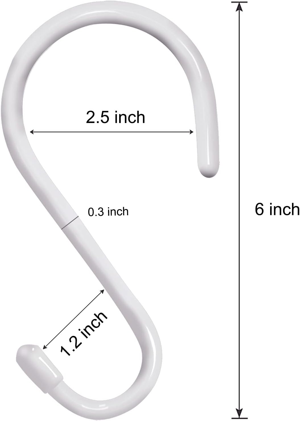 4 Pack Large S Hooks for Hanging Heavy Duty, 6 inch Non Slip Vinyl Coated Metal Closet S Hooks for Hanging Kitchen Utensil Pot Pan Cups Clothes Jeans Towels Hats Bags Plants (White)