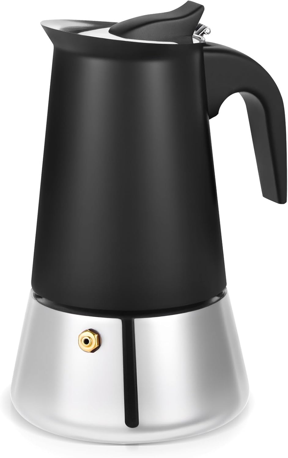 Moka Pot, 6 Cups (10.6 oz) Stovetop Espresso Maker, 304 Stainless Steel Moka Pot, Induction Compatible, Black