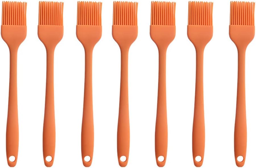 Silicone brush, Oil Brush for BBQ Kitchen Cooking Baking and Grilling (7 PCS,orange)