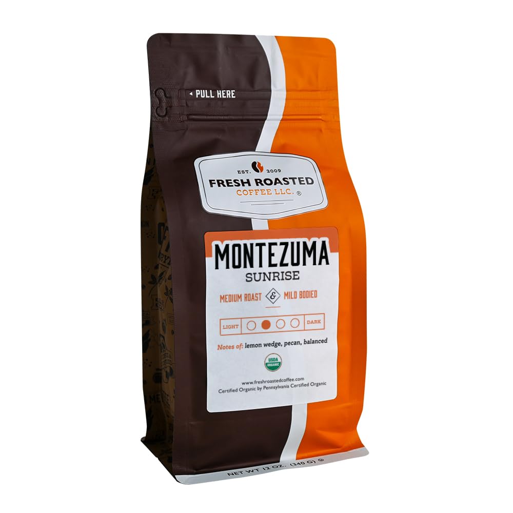 Fresh Roasted Coffee, Organic Montezuma Sunrise| USDA Organic, Kosher | Medium Roast 12 oz Whole Bean