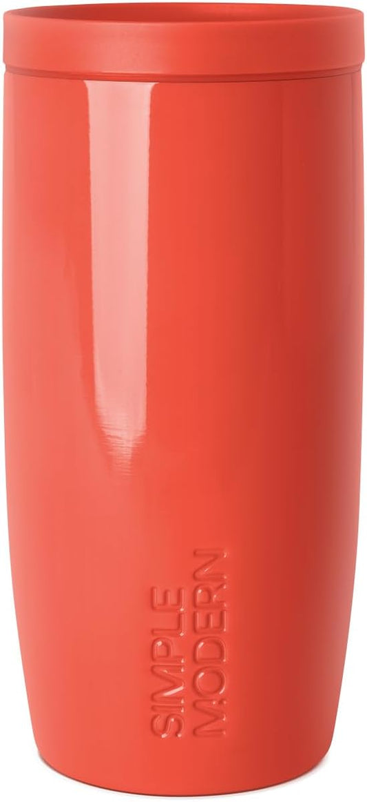 Simple Modern Voyager Signature | 16oz Travel Coffee Mug Tumbler with 360° Lid | Gifts for Women Men | Ceramic-Lined Insulated Stainless Steel Cold Brew Iced Coffee Cup | Flame