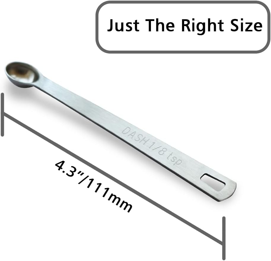3PCS 1/8 Teaspoon(1/8tsp, 0.625 ml, Dash) Single Tiny Measuring Spoon, Small Individual Stainless Steel Measure Spoons Only