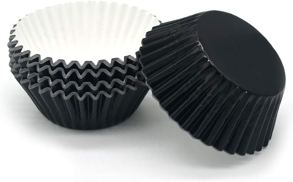 Standard Black Foil Cupcake Liners Muffin Baking Cups for Party and More, 100-Count