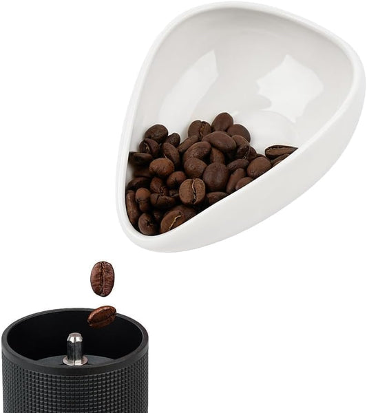 watchget Ceramic Coffee Dosing Cup & Tea Storage Tray, Single Dose Measuring Container for Coffee Beans & Loose Leaf Tea Dosing Vessel, White